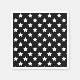 Serviette En Papier Black White Stars Motif Décor