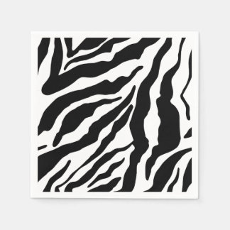 Serviette En Papier Black& White Zebra Stripes Safari Animal Print 