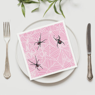 Serviette En Papier Black Widow Spider Web Pink