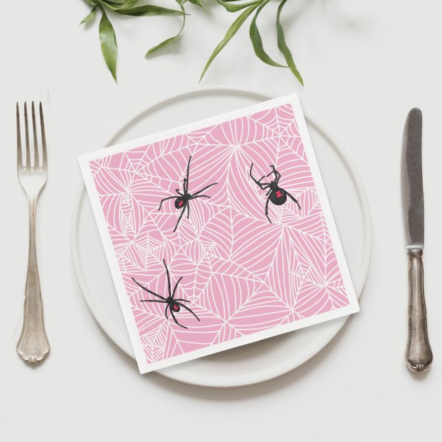 Serviette En Papier Black Widow Spider Web Pink (Créateur téléchargé)