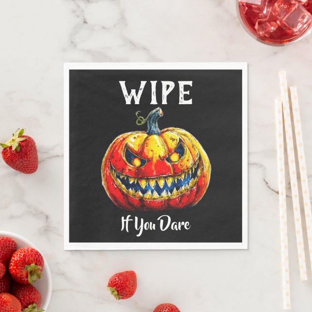 Serviette En Papier Black Wipe si vous osez Halloween Smiling Citrouil (En situation)