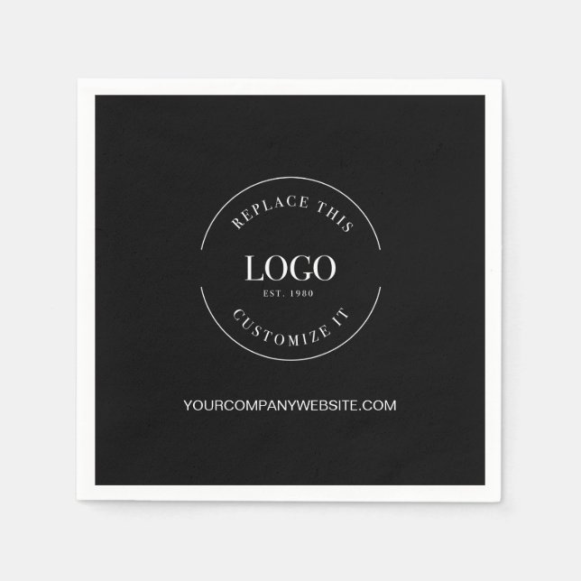 Serviette En Papier Black Your Logo Here Site de l'entreprise Personna (Devant)