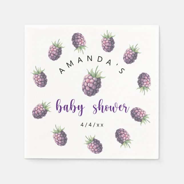 Serviette En Papier Blackberries - Baby shower (Devant)