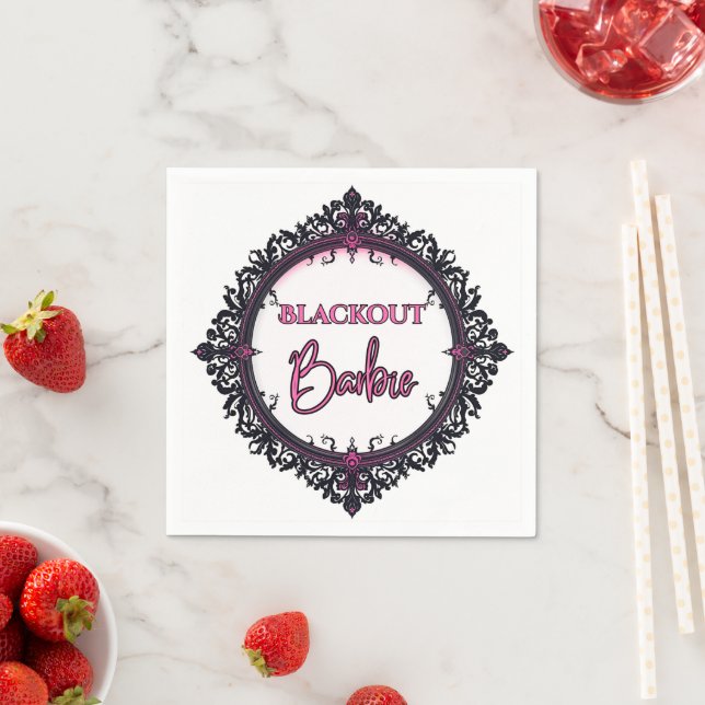 Serviette En Papier Blackout Barbie Bachelorette Napkins | Gothic Glam (En situation)