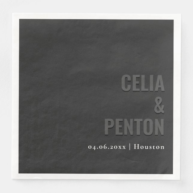 Serviette En Papier Blackout Minimalist Modern Wedding Napkin (Devant)