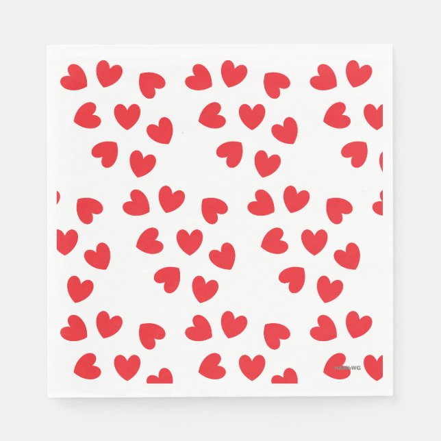 Serviette En Papier Blanc avec papier au coeur rouge Napkin - HAMbyWG (Devant)