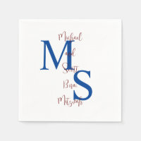 Blanc bleu Bourgogne Barre Mitzvah Nom Monogramme