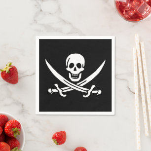 Serviette En Papier Blanc, Drapeau de Pirate Calico Jack, Crâne et Sab