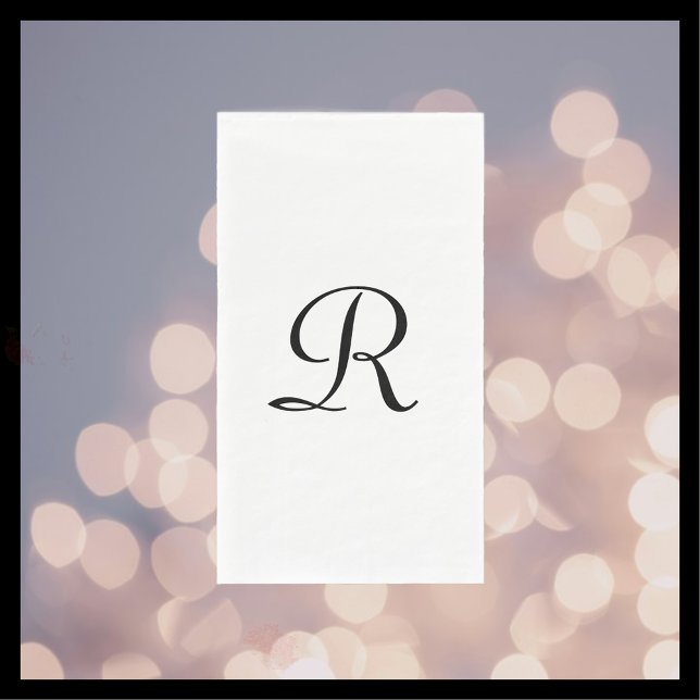 Serviette En Papier Blanc et noir Monogramme Élégant Simple Chic (Créateur téléchargé)