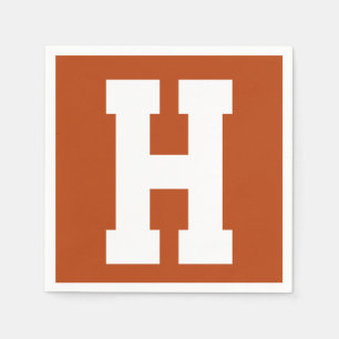 Serviette En Papier Blanc Grand Initiale moderne   Rouille