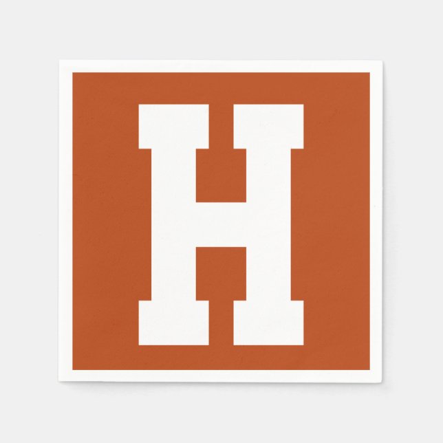 Serviette En Papier Blanc Grand Initiale moderne | Rouille (Devant)