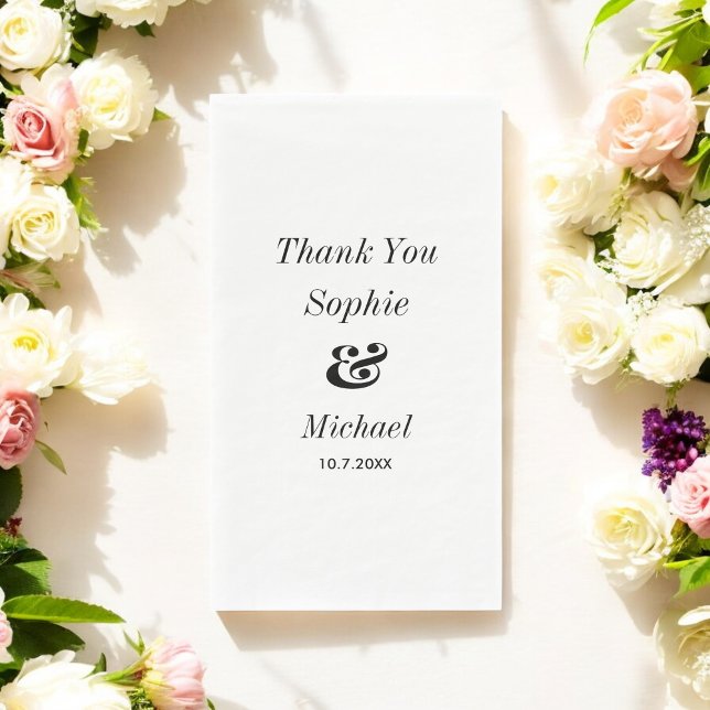 Serviette En Papier Blanc noir mariage (Créateur téléchargé)