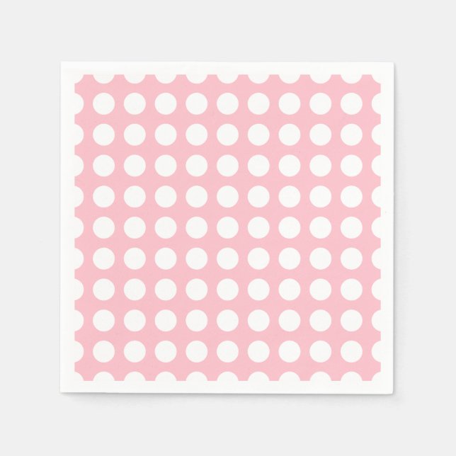 Serviette En Papier Blanc sur grand papier Pois horizontal rose (Devant)