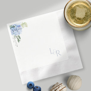 Serviette En Papier BLANCHE Aquarelle bleu Hydrangea Mariage