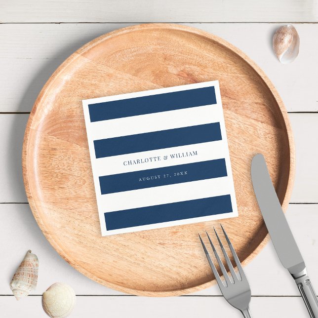 Serviette En Papier Blancs et Mariage Nautique de couleur modifiable (Créateur téléchargé)