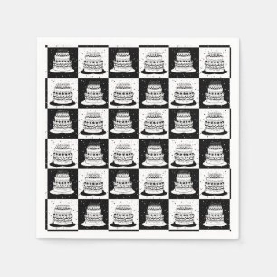Serviette En Papier Blancs noir À damiers bloc