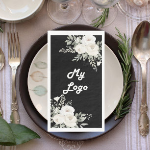 Serviette En Papier Blancs noirs bleu marine logo d'entreprise