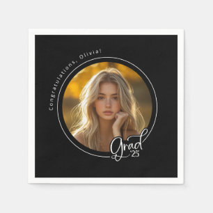 Serviette En Papier Blancs Noirs Jaune Photo Graduation