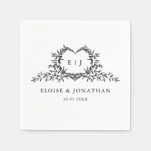 Serviette En Papier Blason de mariage calligraphié à monogramme minima