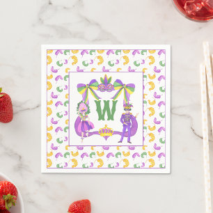 Serviette En Papier Blason de monogramme Mardi Gras aquarelle