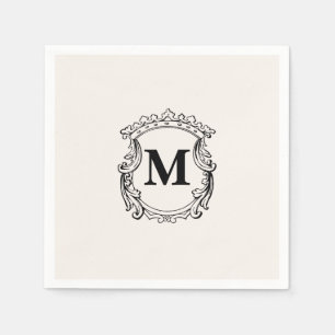 Serviette En Papier Blason de monogramme personnalisé beige
