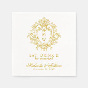 Serviette En Papier Blason de monogramme Régence vintage texte personn