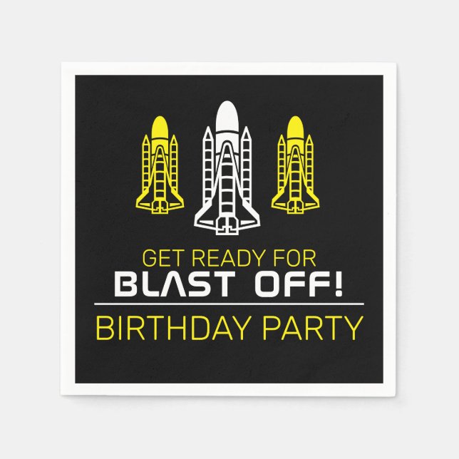 Serviette En Papier Blast Off ! Navettes spatiales, Anniversaire (Devant)