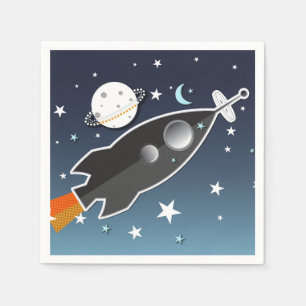 Serviette En Papier Blast Off Rocket Ship Space Anniversaire