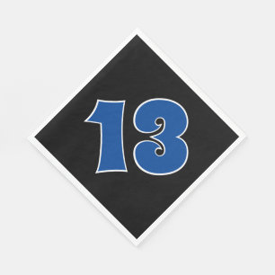 Serviette En Papier Bleu "13" Avec Blancs Contour Événement # Napkins