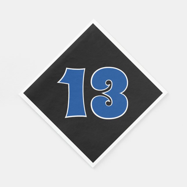 Serviette En Papier Bleu "13" Avec Blancs Contour Événement # Napkins (Coin)