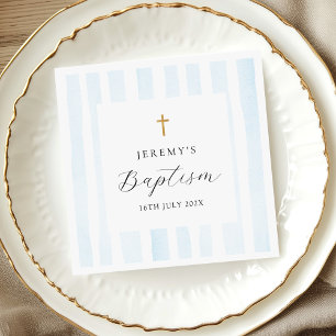 Serviette En Papier Bleu Aquarelle - Baptême
