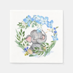 Serviette En Papier Bleu Baby shower Folio Eléphant