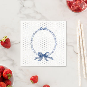Serviette En Papier Bleu Blanc À pois Vintage Élégant