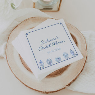 Serviette En Papier Bleu blanc Chinoiserie Chic Wedding shower nuptial