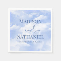 Bleu Blanc Étincelle Nuages Rêveur Élégant Mariage