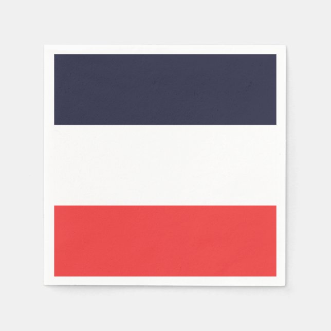 Serviette En Papier Bleu Blanc & Rouge Frappe à rayures (Devant)