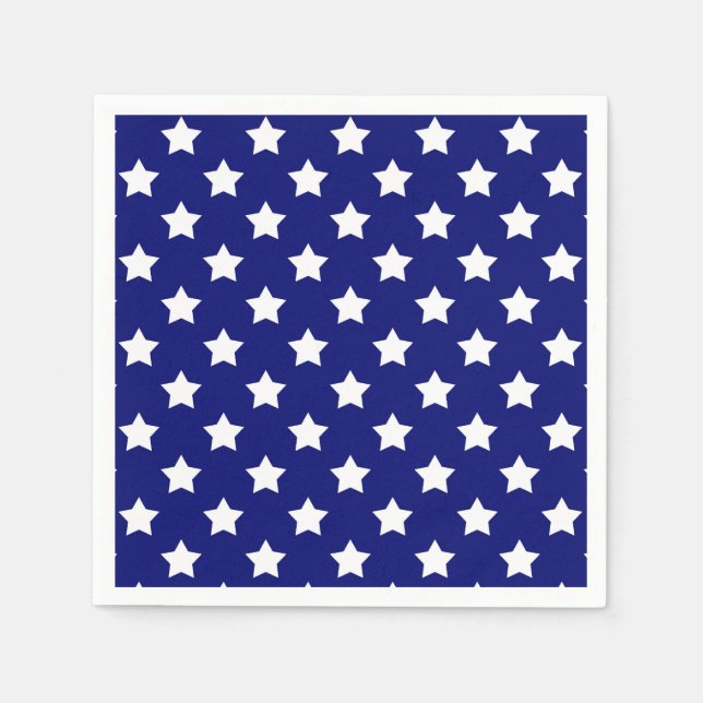 Serviette En Papier Bleu Blancs Etoiles Motif (Devant)