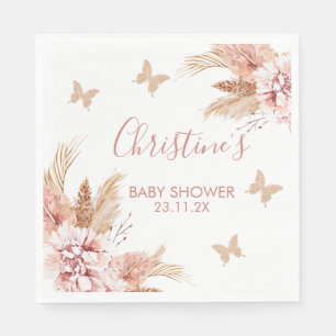 Serviette En Papier Bleu Boho Floral Butterfly Baisers Bébé Voeux bébé