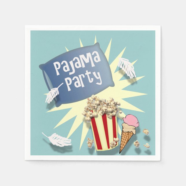 Serviette En Papier Bleu Boys Sleepover Pajama Party napkin (Devant)