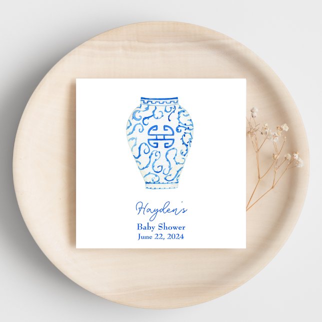 Serviette En Papier Bleu Chinoiserie Ginger Jar Personnalisé Napkin (Créateur téléchargé)