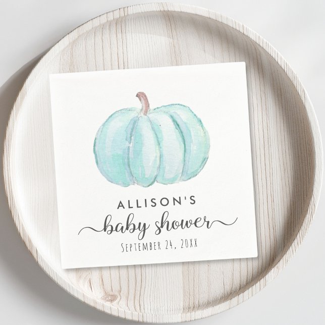 Serviette En Papier Bleu Citrouille Aquarelle bébé garçon douche (Créateur téléchargé)