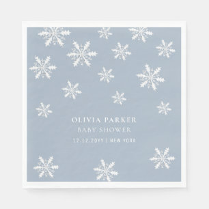 Serviette En Papier Bleu clair Boho Hiver Snowflake Baby shower