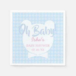 Serviette en papier Bleu clair noeud papillon Ours