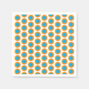 Serviette En Papier Bleu clair Orange Pois Moderne Funky