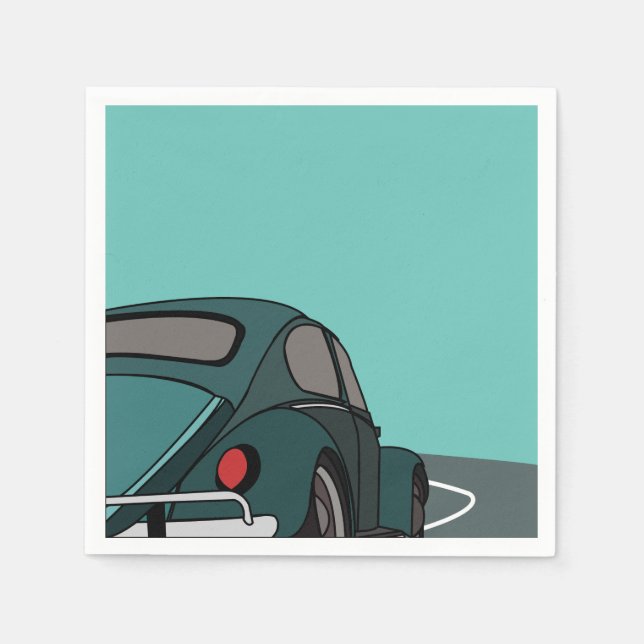 Serviette En Papier Bleu classique voiture anniversaire (Devant)