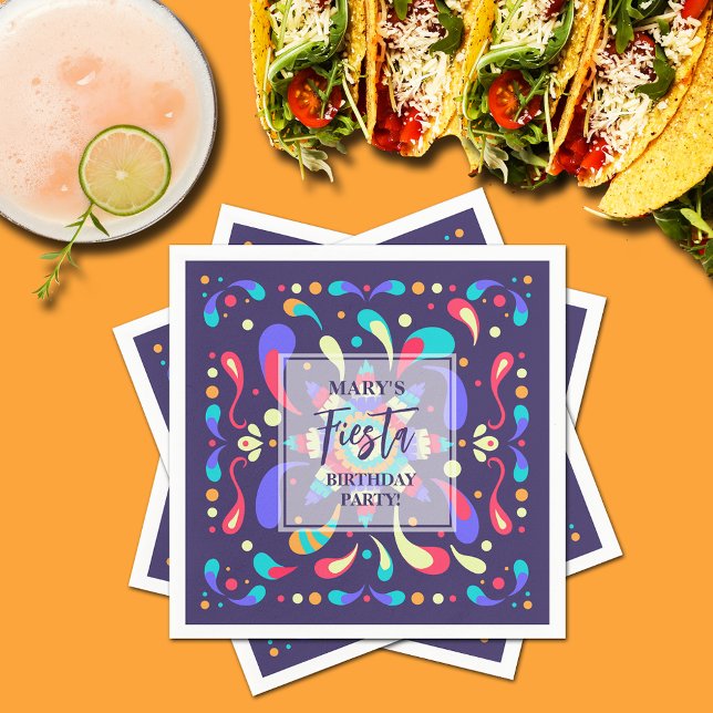 Serviette En Papier Bleu coloré Fiesta (Colorful Mexican Fiesta Blue Napkins)
