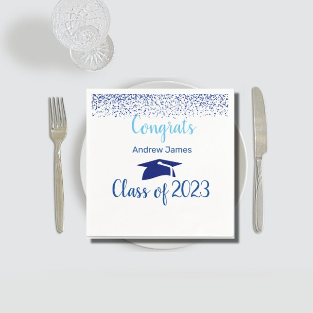 Serviette En Papier bleu confetti 2024 - Félicitations (Créateur téléchargé)