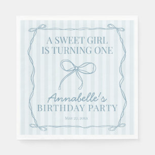 Serviette En Papier Bleu Coquette Bow Pastel Anniversaire Table Déco