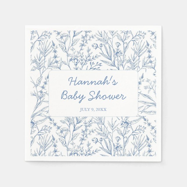 Serviette En Papier Bleu dainty Baby shower personnalisé serviettes (Devant)