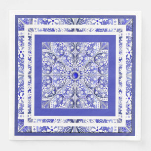Serviette En Papier Bleu de dentelle en céramique de Grèce
